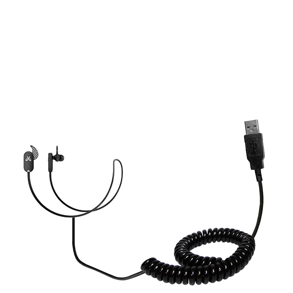 Coiled USB Cable compatible with the Jaybird Freedom Sprint