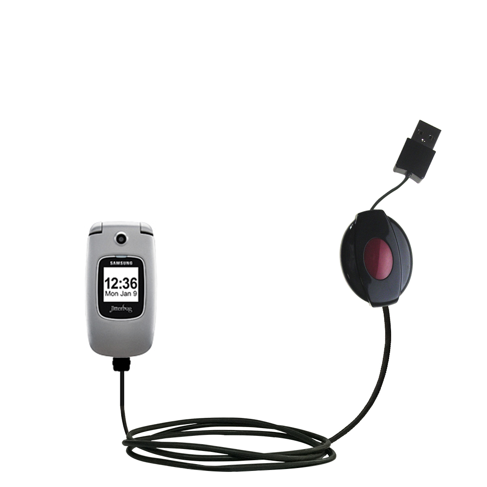 Retractable USB Power Port Ready charger cable designed for the Jitterbug Plus and uses TipExchange