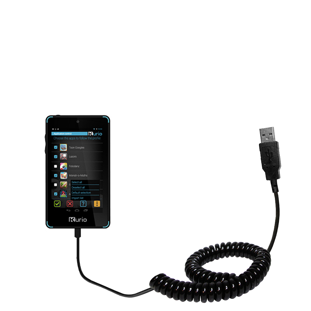 Coiled USB Cable compatible with the KD Interactive Kurio Touch 4S