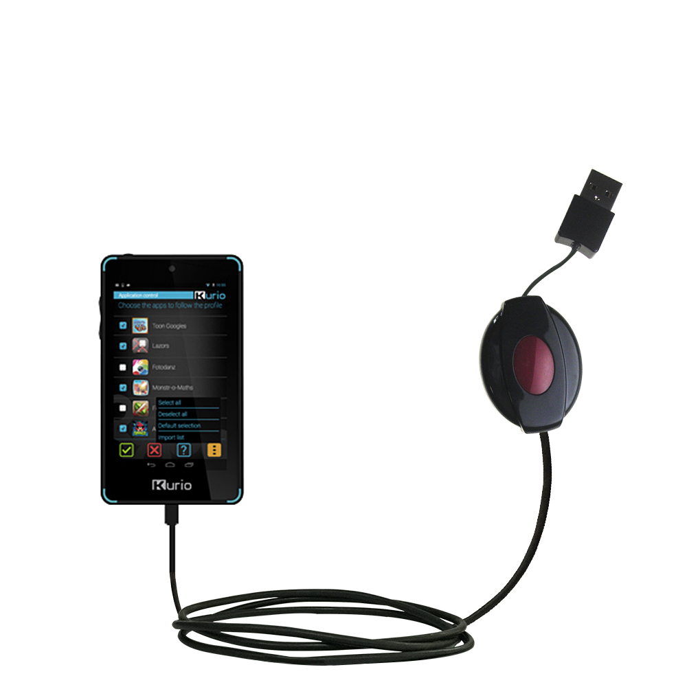 Retractable USB Power Port Ready charger cable designed for the KD Interactive Kurio Touch 4S and uses TipExchange