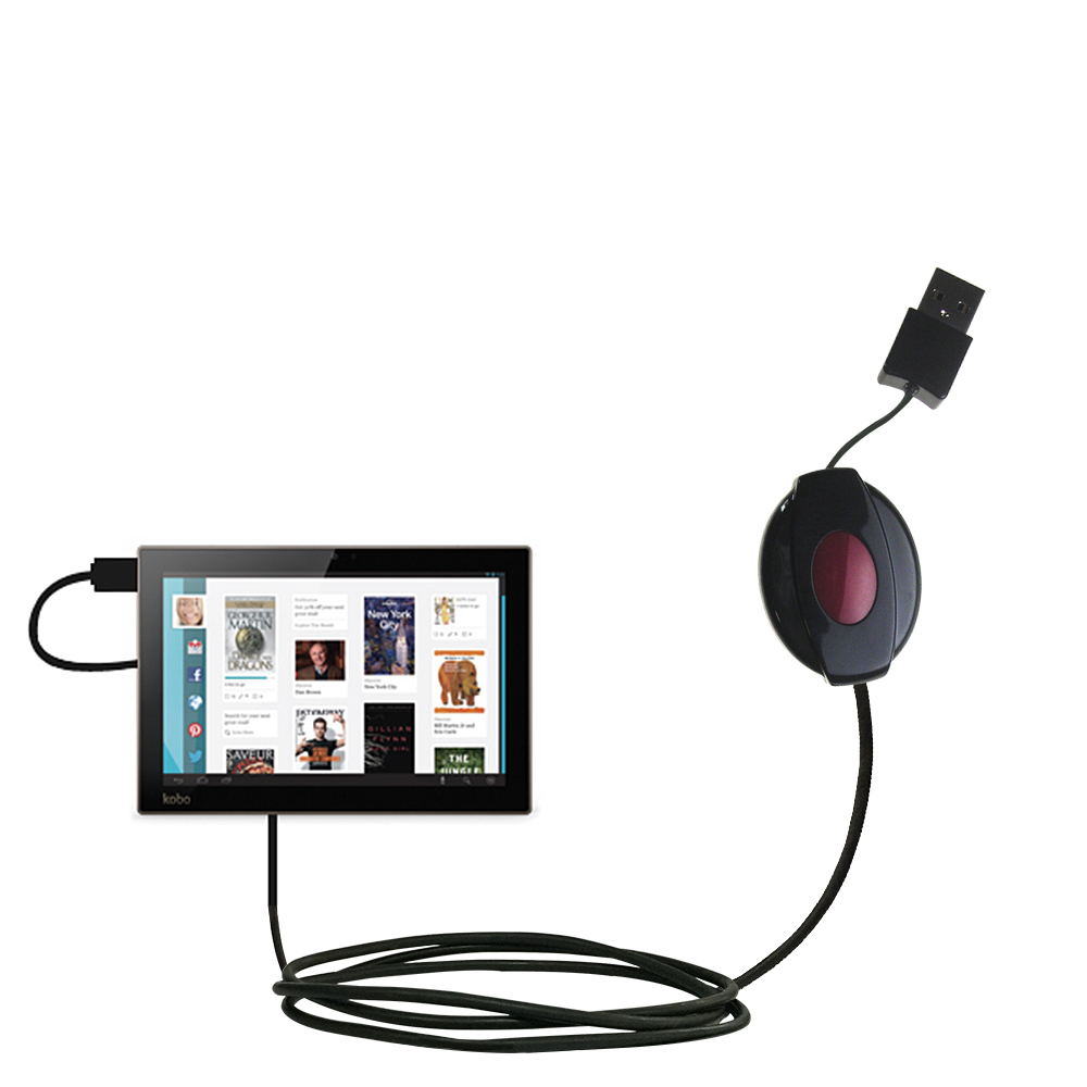 Retractable USB Power Port Ready charger cable designed for the Kobo Arc 10 HD and uses TipExchange