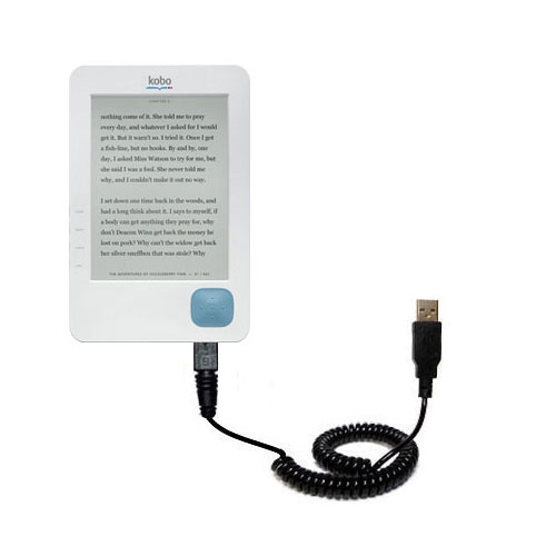 Coiled USB Cable compatible with the Kobo eReader