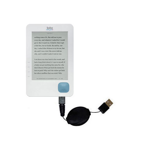 Retractable USB Power Port Ready charger cable designed for the Kobo eReader and uses TipExchange