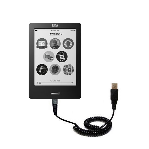 Coiled USB Cable compatible with the Kobo eReader Touch