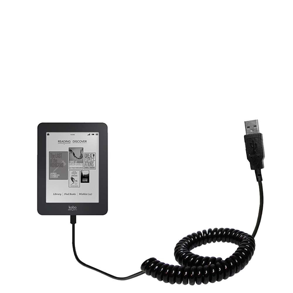 Coiled USB Cable compatible with the Kobo Mini