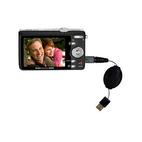 Retractable USB Power Port Ready charger cable designed for the Kodak EasyShare M320 and uses TipExchange