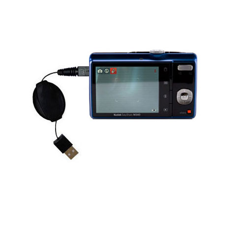 Retractable USB Power Port Ready charger cable designed for the Kodak EasyShare M340 and uses TipExchange