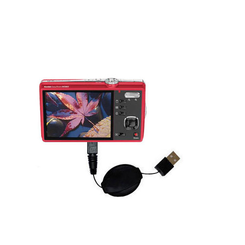 Retractable USB Power Port Ready charger cable designed for the Kodak EasyShare M380 and uses TipExchange