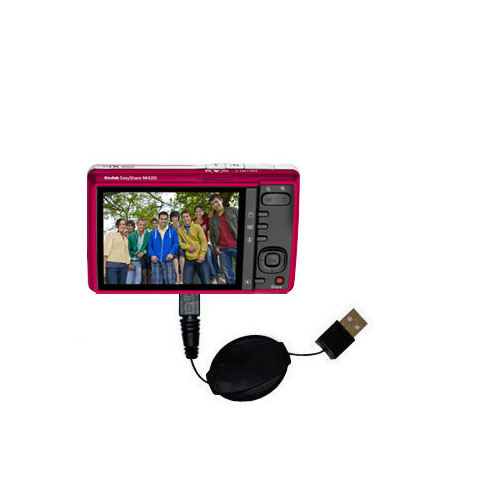 Retractable USB Power Port Ready charger cable designed for the Kodak EasyShare M420 and uses TipExchange