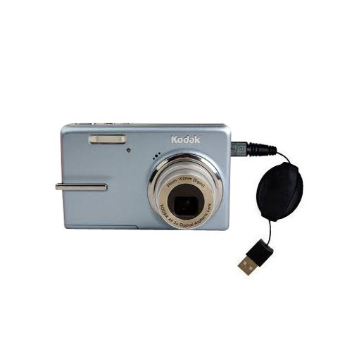Retractable USB Power Port Ready charger cable designed for the Kodak Easyshare M893 and uses TipExchange