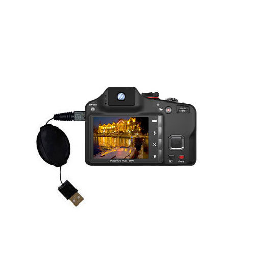 Retractable USB Power Port Ready charger cable designed for the Kodak EasyShare Max and uses TipExchange