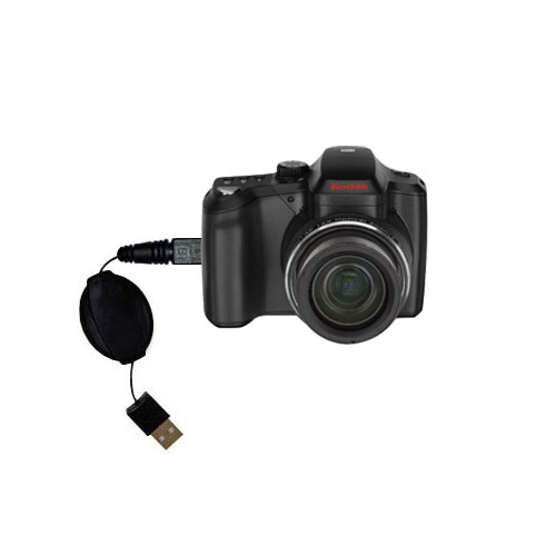 Retractable USB Power Port Ready charger cable designed for the Kodak Easyshare Z1015 and uses TipExchange