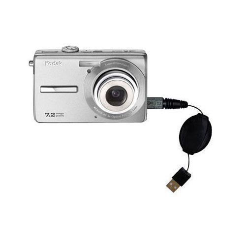 Retractable USB Power Port Ready charger cable designed for the Kodak M763 and uses TipExchange