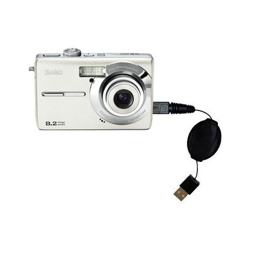 Retractable USB Power Port Ready charger cable designed for the Kodak M853 and uses TipExchange
