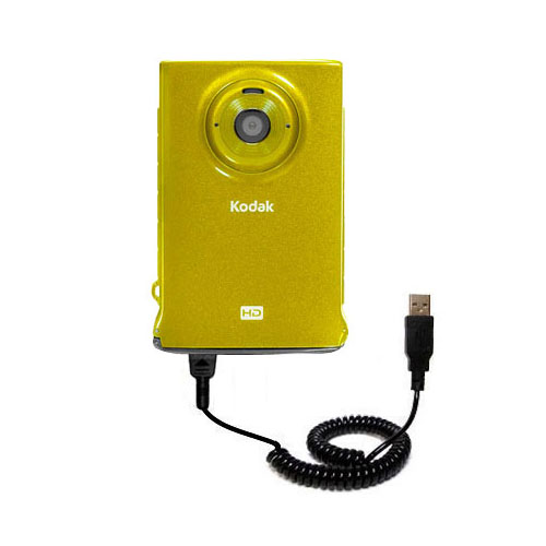 Coiled USB Cable compatible with the Kodak Mini HD Video Camera