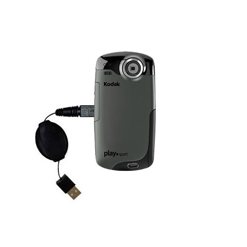 Retractable USB Power Port Ready charger cable designed for the Kodak Playsport Zx3 and uses TipExchange