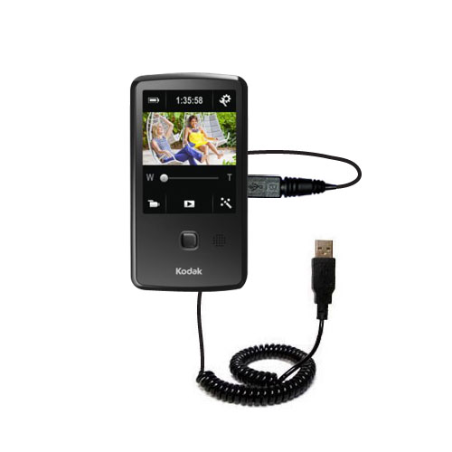 Coiled USB Cable compatible with the Kodak Playtouch Zi10