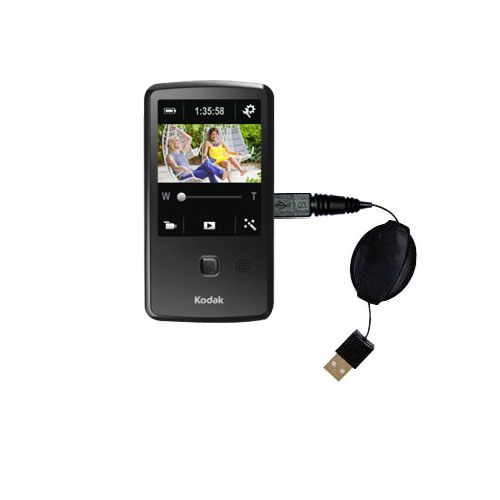 Retractable USB Power Port Ready charger cable designed for the Kodak Playtouch Zi10 and uses TipExchange