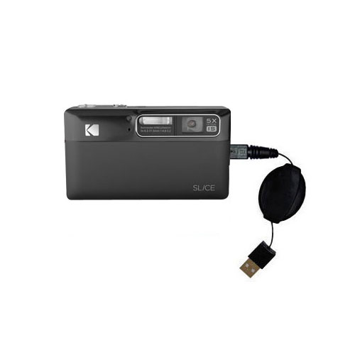 Retractable USB Power Port Ready charger cable designed for the Kodak SLICE touchscreen and uses TipExchange