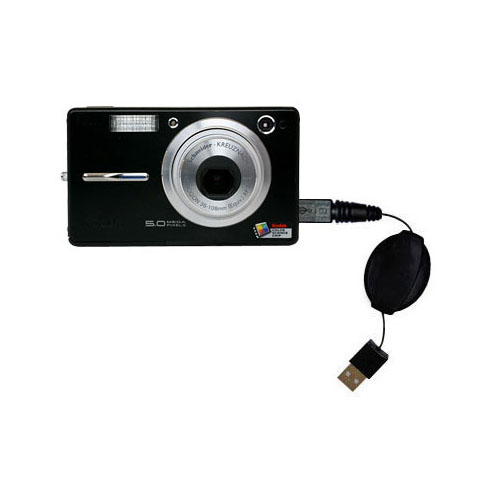 Retractable USB Power Port Ready charger cable designed for the Kodak V550 and uses TipExchange