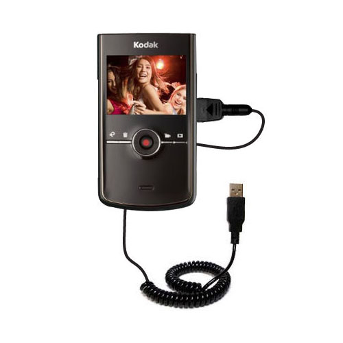 Coiled USB Cable compatible with the Kodak Zi8 Pocket Video Camera