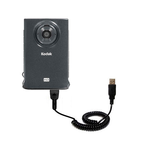 Coiled USB Cable compatible with the Kodak Zm2 Mini Video Camera