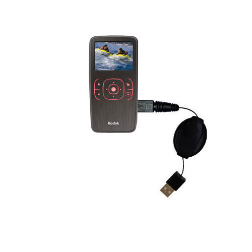 Retractable USB Power Port Ready charger cable designed for the Kodak Zx1 Pocket Video Camera and uses TipExchange