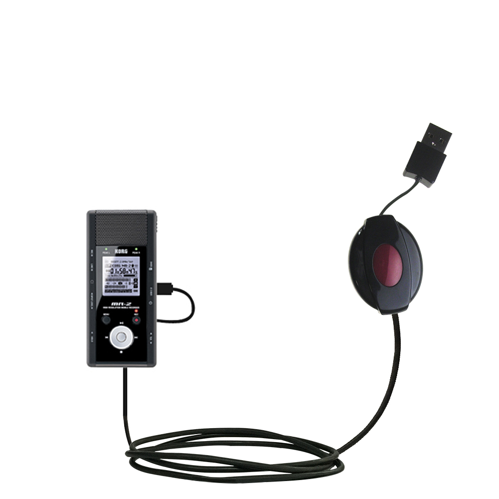 Retractable USB Power Port Ready charger cable designed for the Korg MR-2 and uses TipExchange
