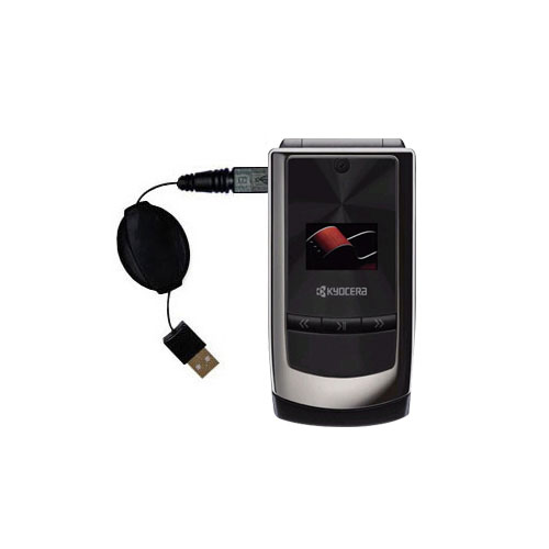 Retractable USB Power Port Ready charger cable designed for the Kyocera E3500 and uses TipExchange