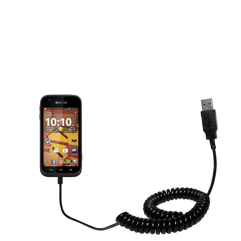Coiled USB Cable compatible with the Kyocera Hydro EDGE