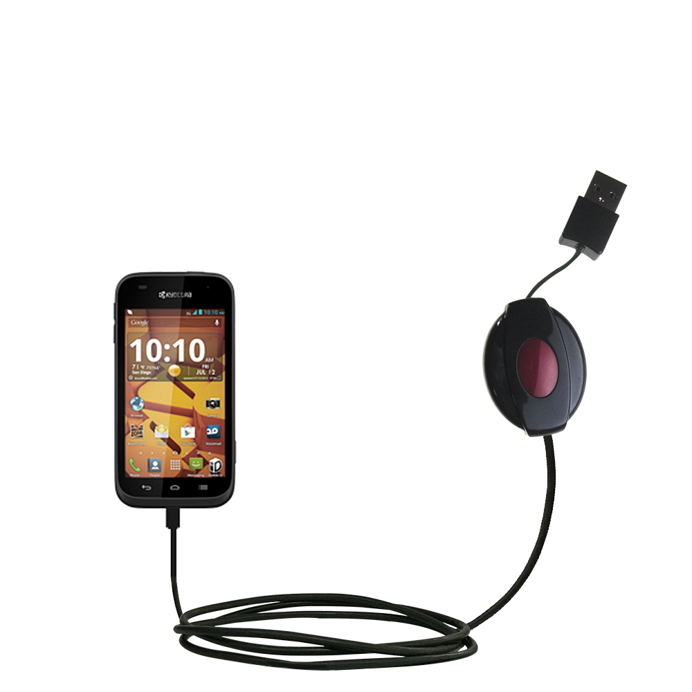 Retractable USB Power Port Ready charger cable designed for the Kyocera Hydro EDGE and uses TipExchange