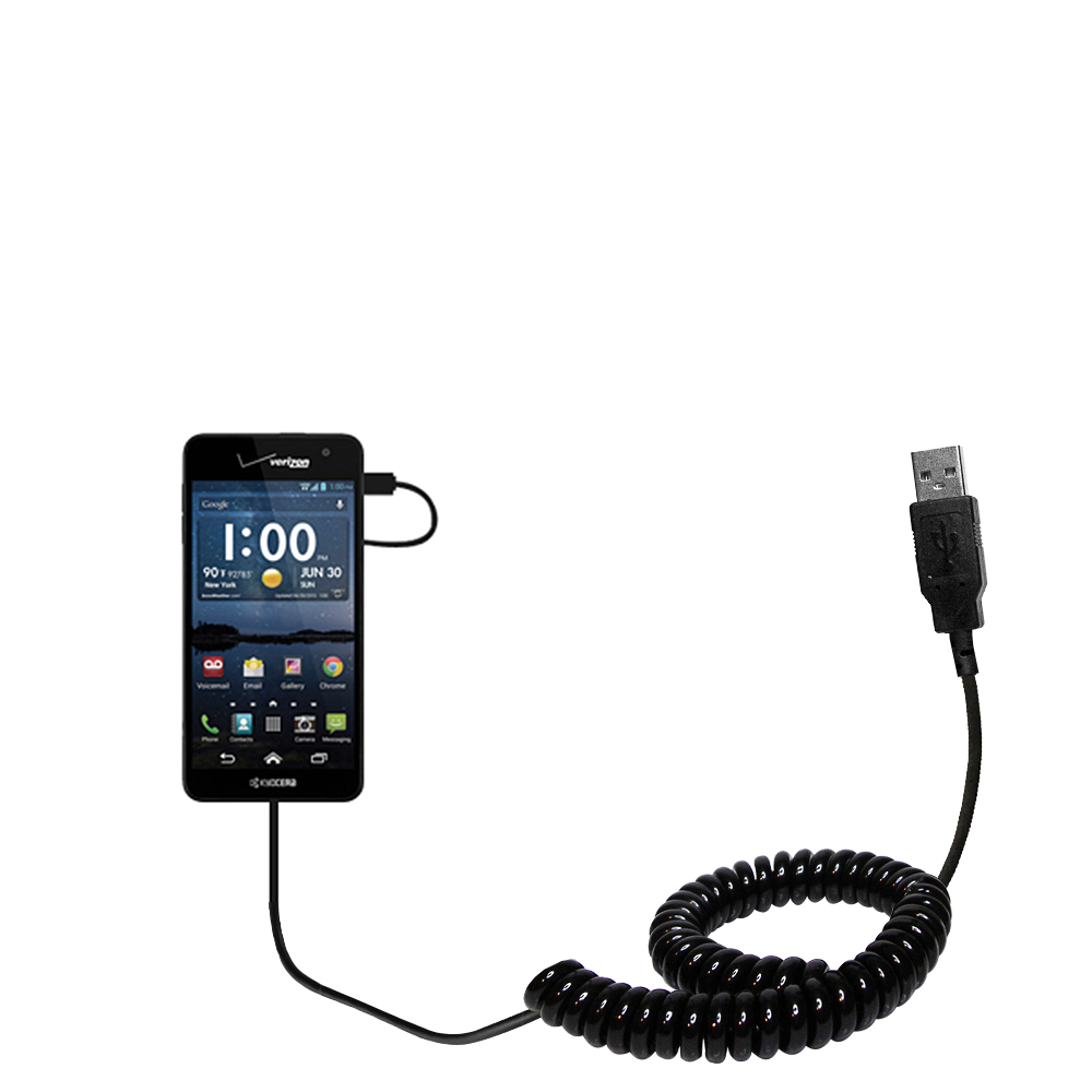 Coiled USB Cable compatible with the Kyocera Hydro Elite