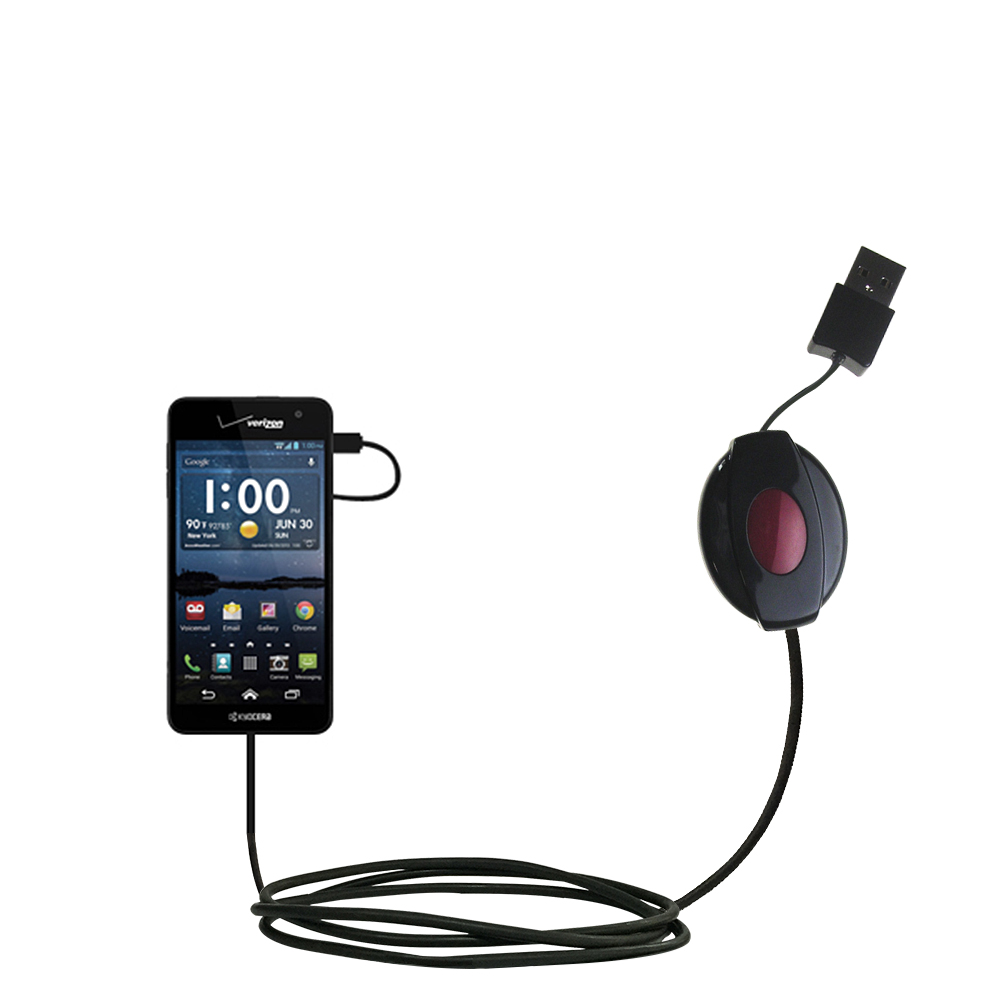 Retractable USB Power Port Ready charger cable designed for the Kyocera Hydro Elite and uses TipExchange