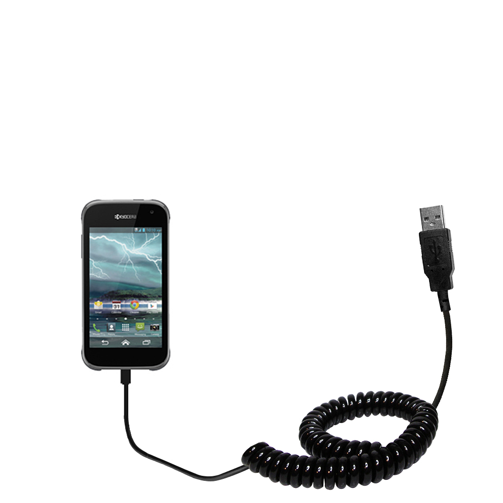 Coiled USB Cable compatible with the Kyocera Hydro XTRM