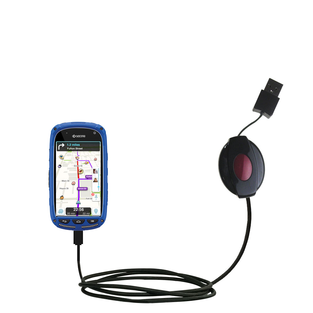 Retractable USB Power Port Ready charger cable designed for the Kyocera Torque XT and uses TipExchange