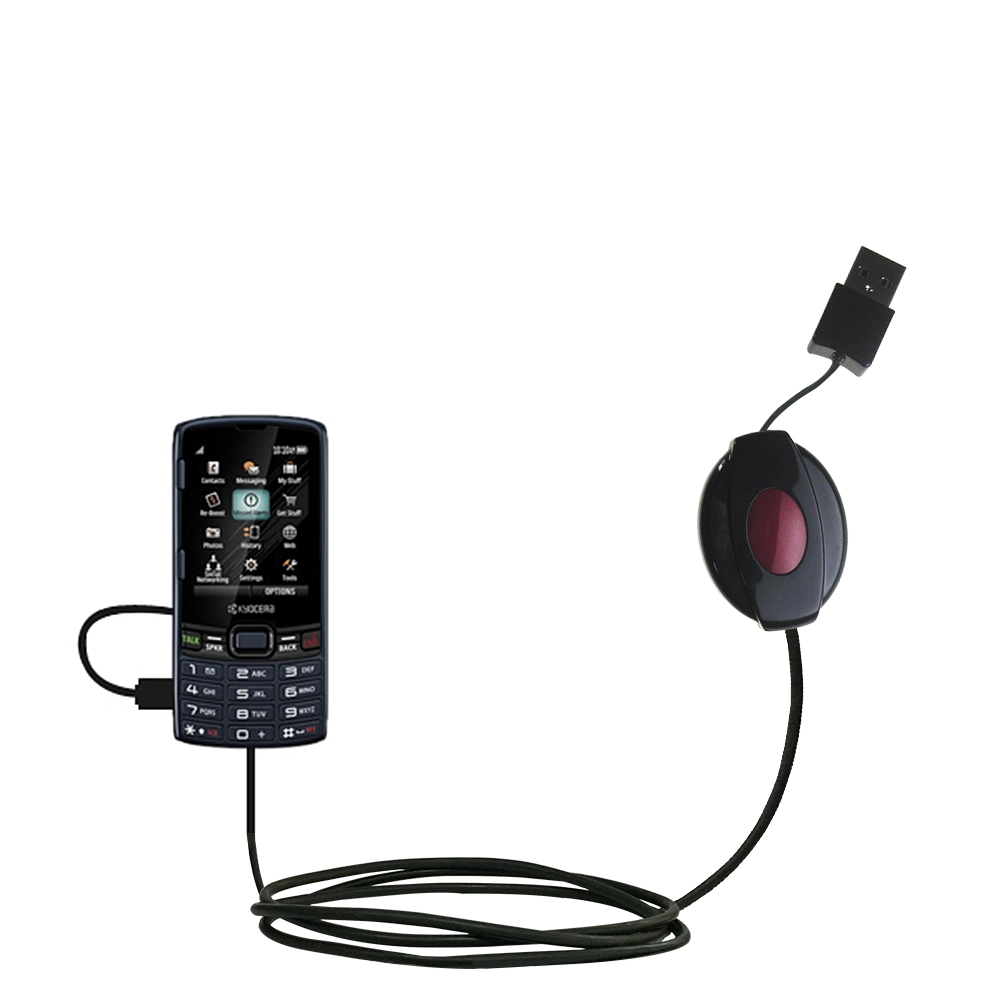 Retractable USB Power Port Ready charger cable designed for the Kyocera Verve / Contact S3150 and uses TipExchange