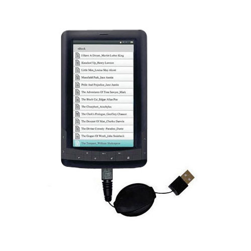 USB Power Port Ready retractable USB charge USB cable wired specifically for the Laser Ebook EB7C and uses TipExchange