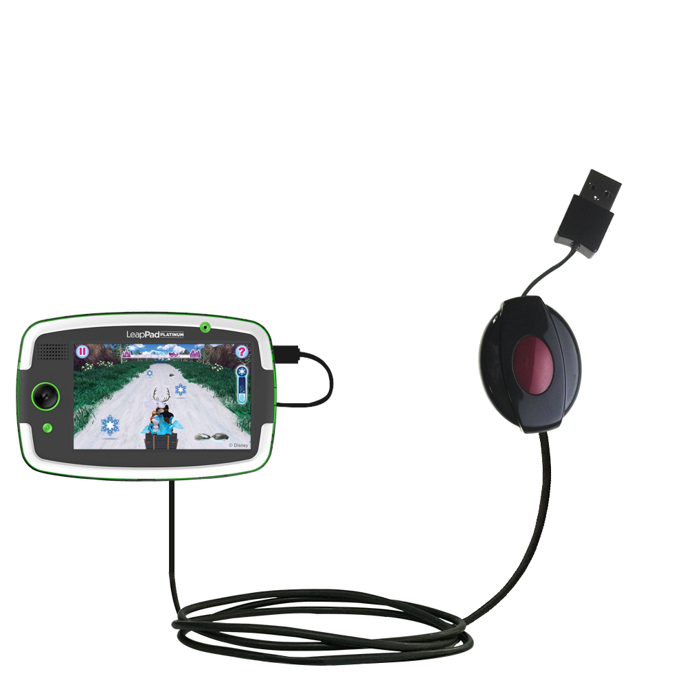 Retractable USB Power Port Ready charger cable designed for the LeapFrog LeapPad Platinum and uses TipExchange