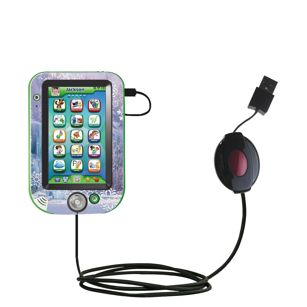 Retractable USB Power Port Ready charger cable designed for the LeapFrog LeapPad Ultra and uses TipExchange