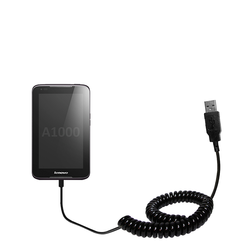 A3000 Will charge and data sync with one unique TipExchange enabled cable Gomadic USB Charging Data Coiled Cable for the Lenovo A1000