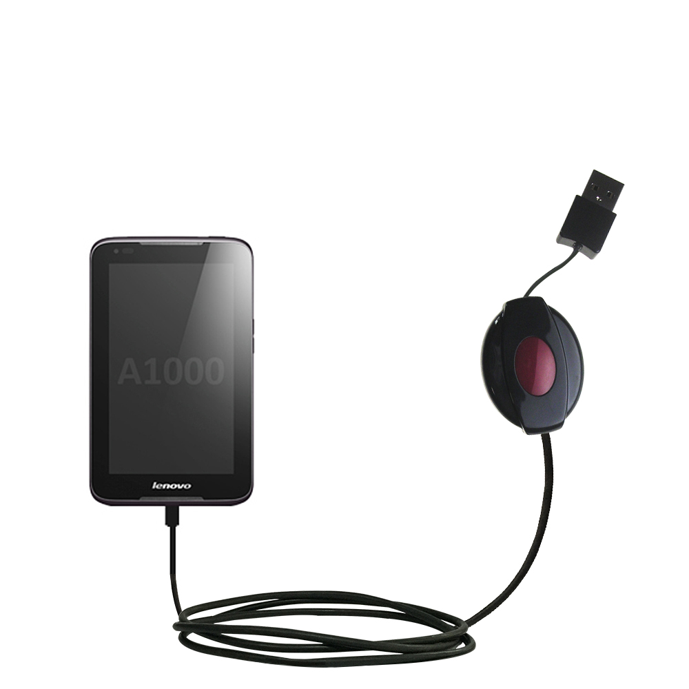Retractable USB Power Port Ready charger cable designed for the Lenovo A1000 / A3000 and uses TipExchange