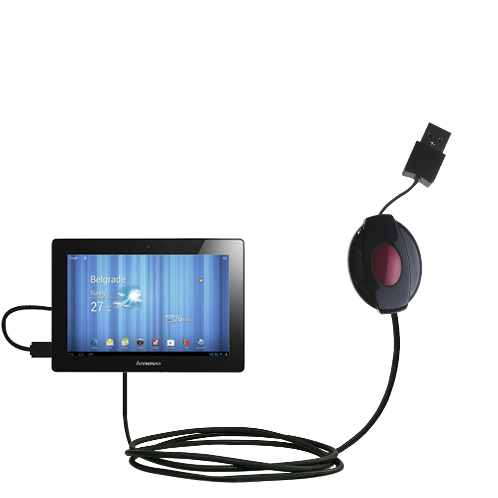 Retractable USB Power Port Ready charger cable designed for the Lenovo IdeaTab S6000 and uses TipExchange
