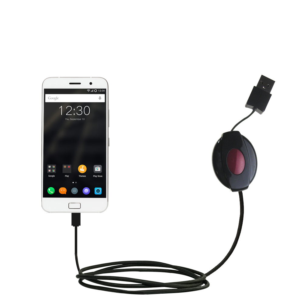 Retractable USB Power Port Ready charger cable designed for the Lenovo ZUK Z1 and uses TipExchange