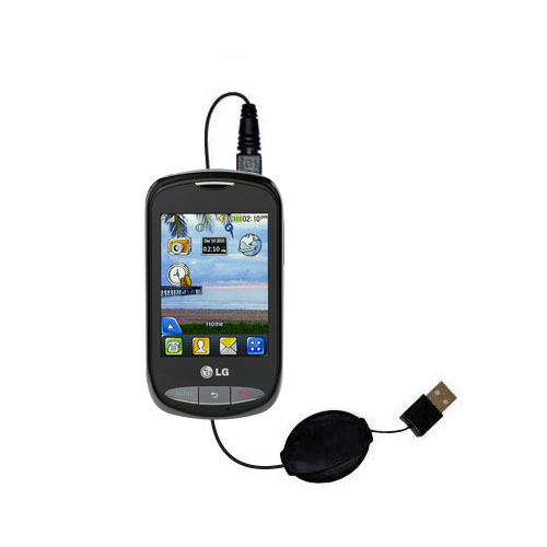 Retractable USB Power Port Ready charger cable designed for the LG 800G and uses TipExchange
