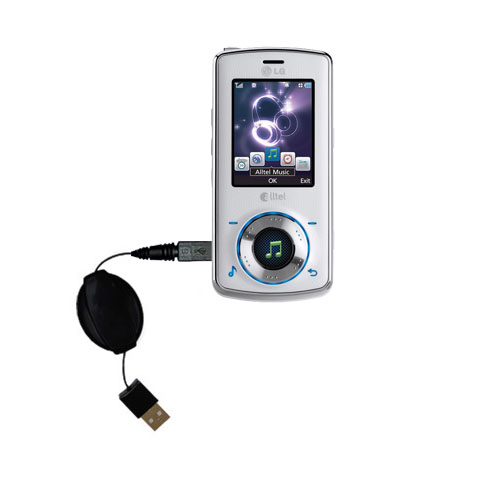 Retractable USB Power Port Ready charger cable designed for the LG AX585 and uses TipExchange