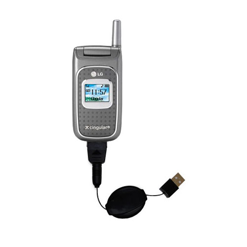 Retractable USB Power Port Ready charger cable designed for the LG C1500 and uses TipExchange