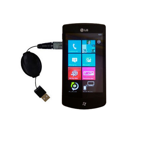 Retractable USB Power Port Ready charger cable designed for the LG C900 and uses TipExchange