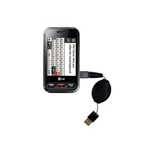 Retractable USB Power Port Ready charger cable designed for the LG Cookie 3G and uses TipExchange