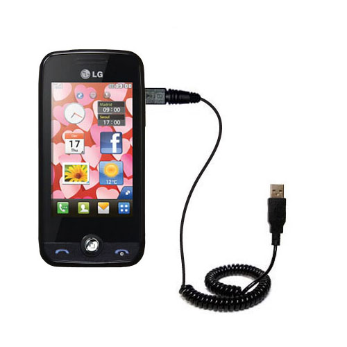 Coiled USB Cable compatible with the LG Cookie Fresh (GS290)