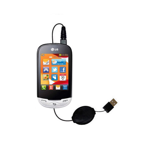 Retractable USB Power Port Ready charger cable designed for the LG EGO Wi-Fi and uses TipExchange